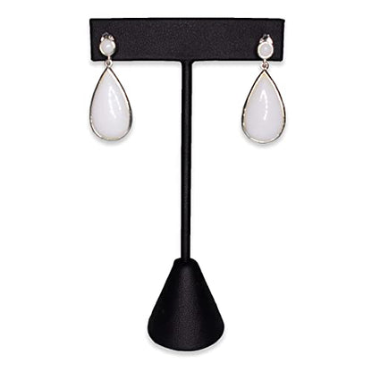 6Pcs Set Earring T Stand Display Set, Jewelry Display Stand for Showroom and Tradeshow Showcase Displays, various materials, 4 1/2 H in; 5 3/4 H in; 6 3/4 H in (Black Leatherette) - color: Black Leatherette