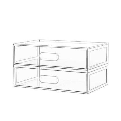 2 Pack Clear Makeup Storage Drawer, 12''W Stackable Bathroom Organizers and Storage Drawer, Acrylic Cosmetic Display Case For Vanity, Undersink, Cabinets, Desk Organizer - size: 2 Pack