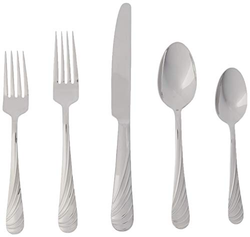 Mikasa 5118046 Swirl 20-Piece 18/10 Stainless Steel Flatware Set, Service for 4 - size: 20-Piece Flatware Set, Service for 4, style: Swirl