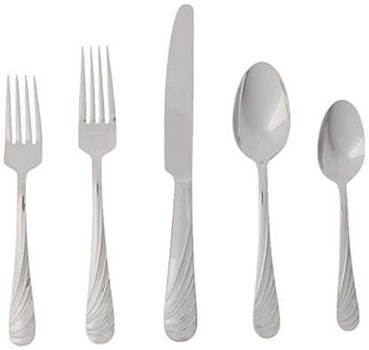 Mikasa 5118046 Swirl 20-Piece 18/10 Stainless Steel Flatware Set, Service for 4 - size: 20-Piece Flatware Set, Service for 4, style: Swirl