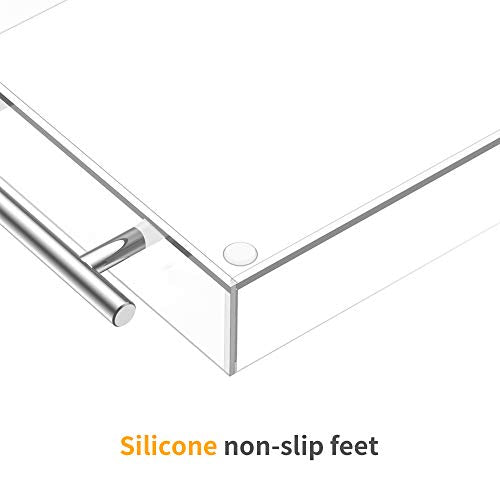 Clear Serving Tray 12"x12" - Acrylic Decorative Tray with Handles - size: 12" x 12" x 2"