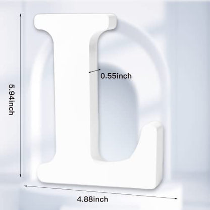 AOCEAN 6 Inch White Wood Letters - Unfinished Wood Letters for Wall Christmas Decor Standing Letters Slices Sign Board Decoration for Xmas Home Party Projects (L) - style: L