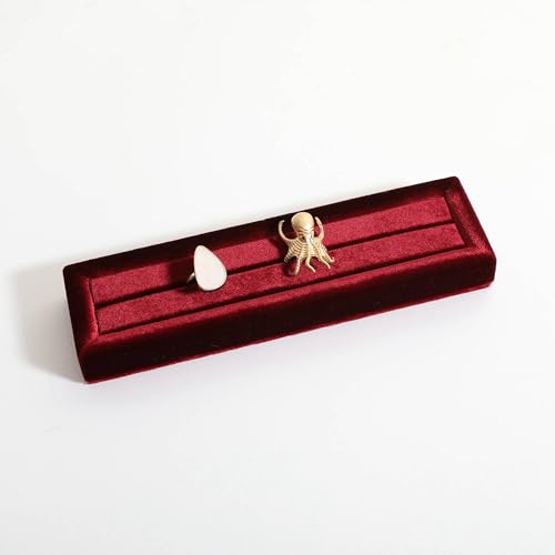 Velvet Ring Storage Organizer, Jewelry Display Holder with Slots for Show, Velvet Jewelry Ring Stand for Selling【Red】 - color: Red