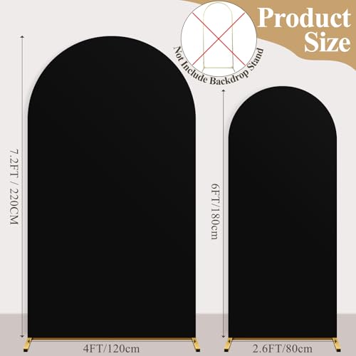 Ledido Wedding Arch Backdrop Cover 6FT 7.2FT Arch Covers 2Set Fitted Stretchy Spandex Round Top Stand Backdrop Cover for Wedding Banquet Ceremony Birthday Party Baby Shower Event Decoration,Black - color: Black, size: 6FT,7.2FT