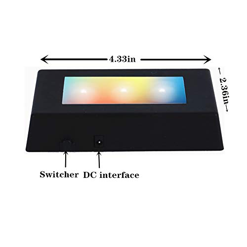 EUSTUMA LED Light Base Rectangle Display Stand In A Variety of Colors,Lighted Up Stand Color Changing Small LED for 3D Glass Crystal Art,Holiday Party Decoration. (Black, Small) - color: Black, size: Small
