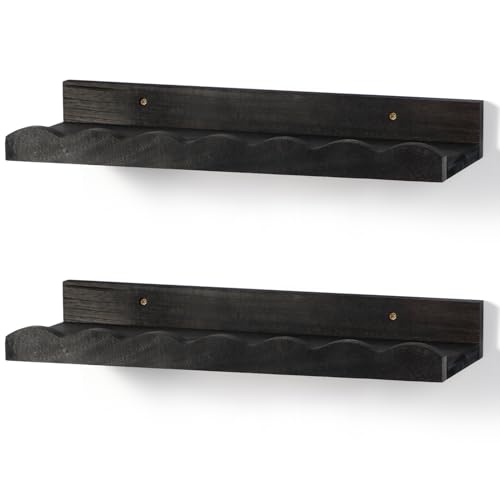 Suzile 2 Pcs Scalloped Shelves Wall Floating Shelves Set for Room, Bathroom, Bedroom, Cute Room Decor Aesthetic and Books, Toys, Photo Frames Storage(16.5",Black) - color: Black, size: 16.5"