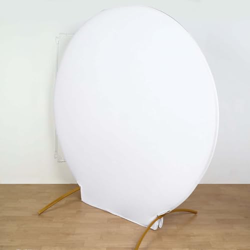 Efavormart 7.5ft White Round Spandex Arch Backdrop Cover, 2-Sided Custom Fit Circular Stand Slipcover for Wedding Ceremonies and Grand Celebrations - color: White, size: Round