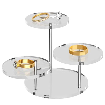 Round Acrylic Display Riser Stands, 3 Tier Jewelry Display Stands for Rings Earrings Mini Figurines 1 Pack(Clear) - color: Clear