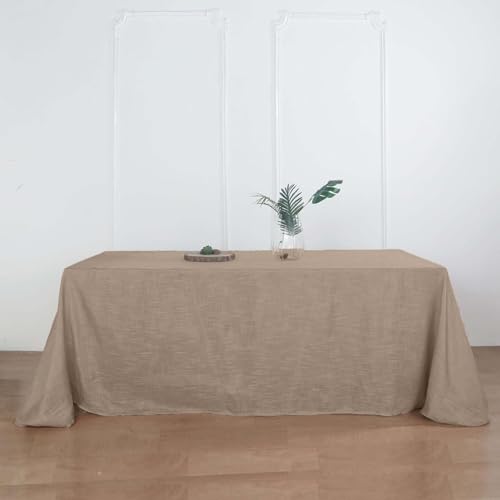 Efavormart 90"x156" Taupe Rectangular Tablecloth, Linen Table Cloth with Slubby Textured, Wrinkle Resistant for Weddings, Birthdays, Party, Banquet, Kitchen Table Decorations - color: Taupe, size: 156" x 90" (Rectangular)