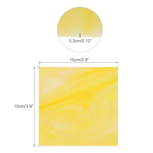 MECCANIXITY Stained Glass Sheet Mosaic Tile 3.9 Inch x 3.9 Inch Light Yellow Stained Glass Sheets for Crafts DIY, Art Project - color: Light Yellow