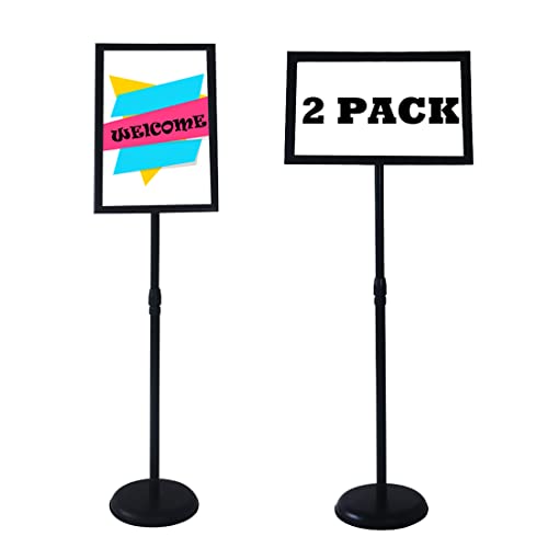 YDisplay Sign Holder Stand 8.5×11inches Floor Sign Stands Display with Base Height Adjustable Both Landscape Or Portrait Displayed,Black - size: 8.5×11inches,2pack
