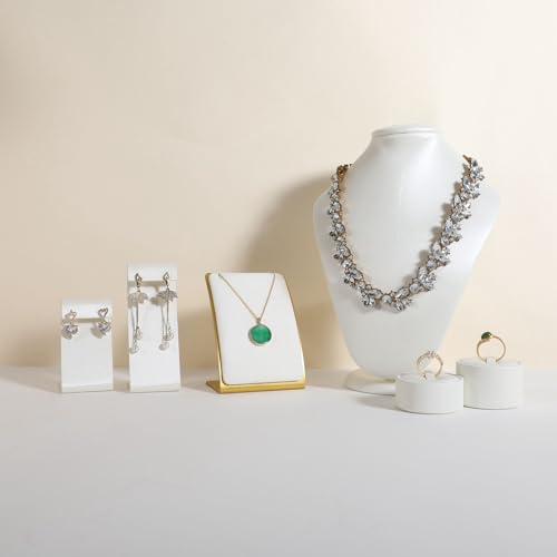 White Necklace display stand, Velvet Jewelry necklace display holder for selling, small metal earring neck storage organizer, online jewelry photography props【White】 - color: White