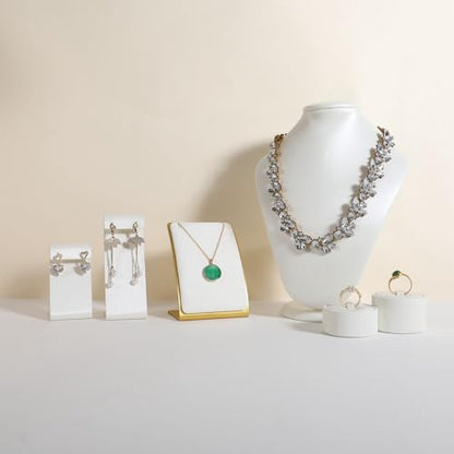 White Necklace display stand, Velvet Jewelry necklace display holder for selling, small metal earring neck storage organizer, online jewelry photography props【White】 - color: White