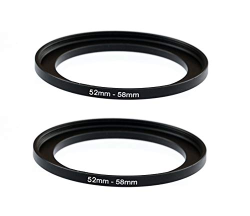 (2-Pcs) 52-58MM Step-Up Ring Adapter, 52mm to 58mm Step Up Filter Ring, 52 mm Male 58 mm Female Stepping Up Ring for DSLR Camera Lens and ND UV CPL Infrared Filters - size: 52-58MM