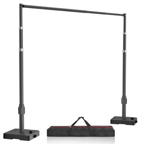 EMART 10x10ft Backdrop Stand Heavy Duty Kit with Water Tank Base, Pipe and Drape Adjustable Photo Backdrop Stand for Wedding, Party, Baby Shower, Christmas, Birthday Decorations-Black - color: Black