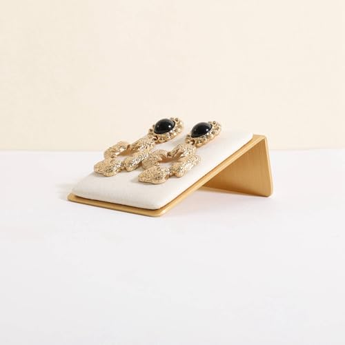 Velvet Earring Display Stand for selling, Small Earrings Storage Board for Jewelry Show, Gold Jewelry studs organizer Holder【Beige】 - color: Beige