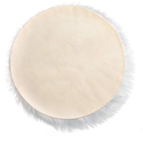 IVON 15.5 Inches White Round Faux Fur Rug, Fluffy Rug Cushion for Chair, Background for Nail Desk Photos - color: 1pcs White