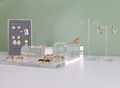 2pcs Acrylic earring display risers, Jewelry display riser stand, clear ring risers for display selling【2pcs 1.57 L x1.57 W x1.57 H inch】 - size: 1.57 L x1.57 W x1.57 H inch 2pcs