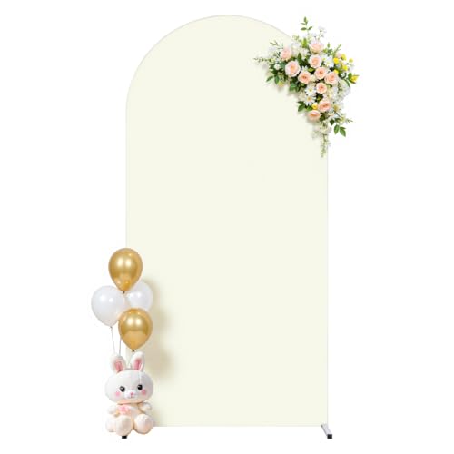 Ivory Arch Cover 6.6ft Spandex Wedding Arch Backdrop Cover for Birthday Party Bridal Shower Balloon Arch Stand Cover Baby Shower Banquet Photo Arch Covers Stretchy Backdrop Background Decorations - color: Ivory, size: 6.6FT