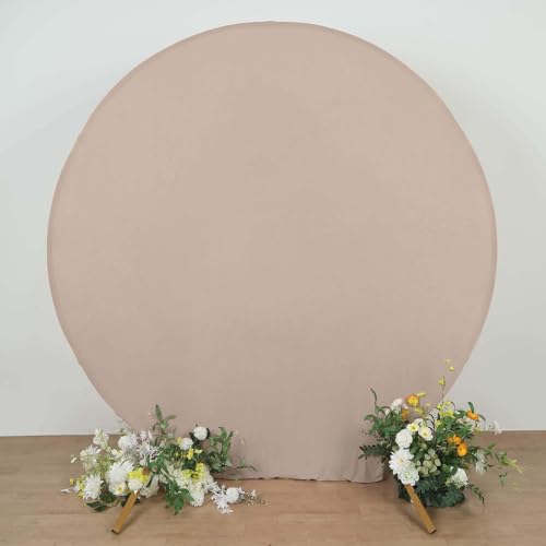 Efavormart 7.5ft Nude Round Spandex Arch Cover, 2-Sided Custom Fit Circular Backdrop Stand Slipcover for Boho Weddings and Neutral Party Decor - color: Nude, size: Round