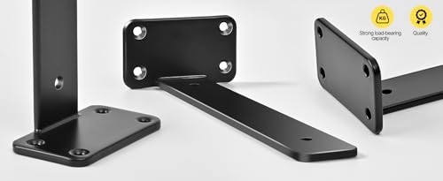 4 Pack - 10 inch Black Hidden L Shelf Bracket (1/5 Inch Thicked) Iron Floating Shelf Brackets Rustic Industrial Metal Brackets for Shelf Support - size: 10 Inch, style: Black 4 Pack