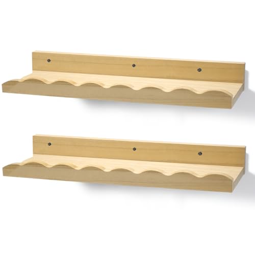 Suzile 2 Pcs Scalloped Shelves Wall Floating Shelves Set for Room, Bathroom, Bedroom, Cute Room Decor Aesthetic and Books, Toys, Photo Frames Storage(16.5",Natural) - color: Natural, size: 16.5"