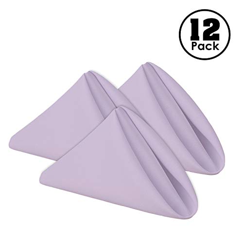 Gee Di Moda Cloth Napkins - 17 x 17 Inch Lavender Dinner Napkins - Set of 12 Soft & Absorbent Washable Fabric Cloth Table Napkins with Hemmed Edges for Hotel Restaurant, Holiday Parties & Wedding - color: Lavender