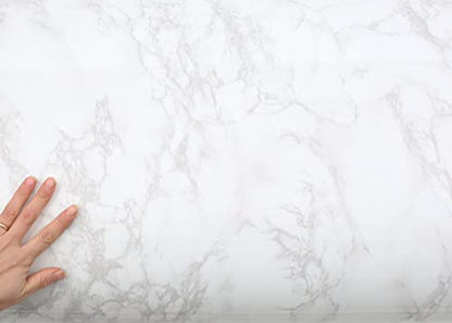 ROSEROSA Peel and Stick Glossy Faux Marble Architectural Film Self-Adhesive Vinyl Film Wallpaper Door Wrap Counter Top Border Mirror Molding Trim PGS408