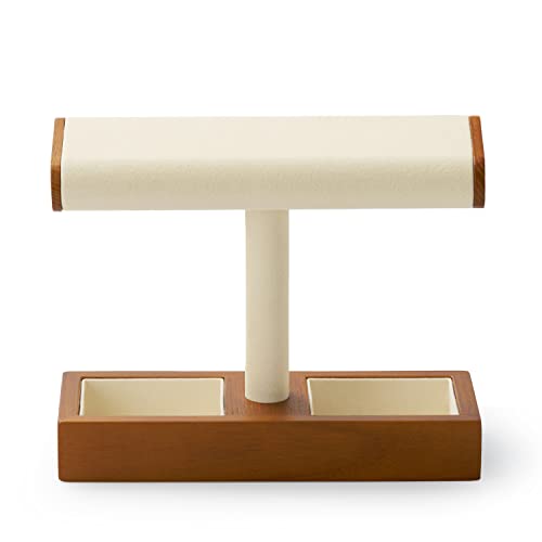Oirlv Solid Wood Watch Display Stand T-bar Watch Stand for Men and Women Jewelry Accessory Organizer for Store and Home(SM19101) - color: Creamy White, size: 2 Grids