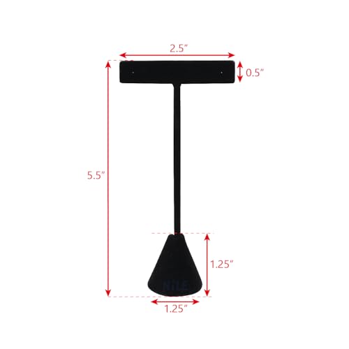 Ikee Design 6 Pcs Set Premium T- Shape Style Earring Display Stand, Earring Stand Jewelry Display for Showroom, Tradeshow, and Showcase, 2 1/2 W x 5 1/2 H in, Black Velvet - color: Black Velvet, 5.5" High