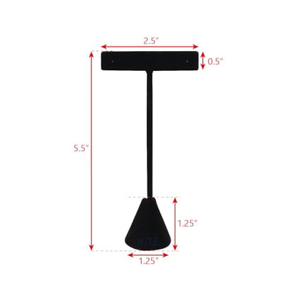 Ikee Design 6 Pcs Set Premium T- Shape Style Earring Display Stand, Earring Stand Jewelry Display for Showroom, Tradeshow, and Showcase, 2 1/2 W x 5 1/2 H in, Black Velvet - color: Black Velvet, 5.5" High