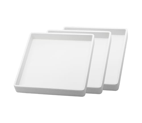 Small Square Tray (5.9 inch) 3 Pack, Durable White Tray for Desserts & Organization, Lightweight for Coffee, Drinks, Party, Seasoning, Perfume and Display. - color: White - 3 Tray, size: 5.9" x 5.9" x 0.8"
