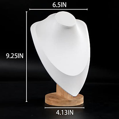 Coward 3D PU Leather Necklace Display Holder Bamboo Chain Jewelry Organizer Model Bust Stand (White pu, 11.4") - color: White PU, size: 11.4" Hight