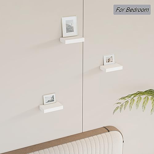 HAO Small Floating Shelf 6 inch Wall Mounted Mini Hanging Display Shelves for Living Room Bedroom Bathroom Set of 3 White - color: White, size: 5.5 Inch,Set of 3