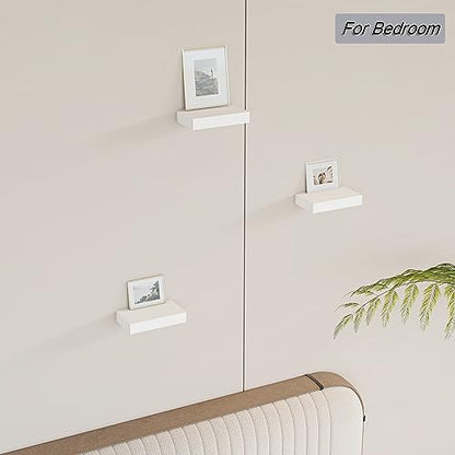 HAO Small Floating Shelf 6 inch Wall Mounted Mini Hanging Display Shelves for Living Room Bedroom Bathroom Set of 3 White - color: White, size: 5.5 Inch,Set of 3