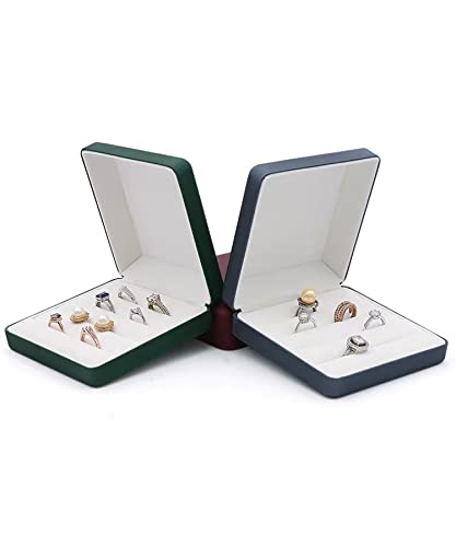 Small Ring Organizer Box, Portable Rings Jewelry Holder Case, Modern Ring Storage Tray Fit for Women, Girl for Travel (Green) - color: Green