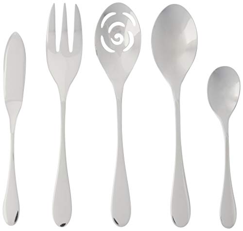 Knork Original Serving, 5 Piece Set, Gloss, 18/10 Stainless Steel - color: Gloss Chrome Silver