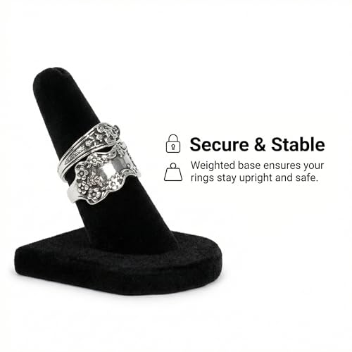 2 Pcs Velvet Ring Holder Stand Jewelry Display Black Holders for Engagement Rings Wedding Showcase Selling Vendors Elegant Ring Organizer Jewelry Stand for Home or Shop Use