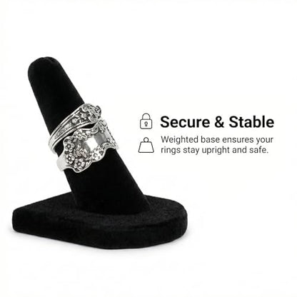 2 Pcs Velvet Ring Holder Stand Jewelry Display Black Holders for Engagement Rings Wedding Showcase Selling Vendors Elegant Ring Organizer Jewelry Stand for Home or Shop Use