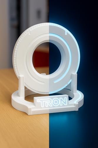 Futuristic Identity Disk Display with Stand Inspired by Tron Disc