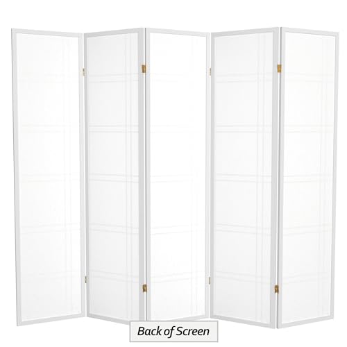 Red Lantern 6 ft. Tall Double Cross Shoji Screen - White - 5 Panels - color: White, size: 5 Panel