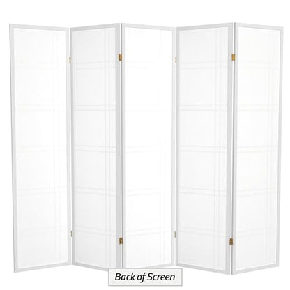 Red Lantern 6 ft. Tall Double Cross Shoji Screen - White - 5 Panels - color: White, size: 5 Panel