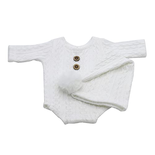 Christmas Newborn Baby Photo Shoot Props Outfits Crochet Clothes Santa Claus Red Hat Pants Photography Props - color: White