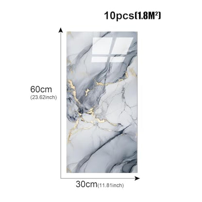 22pcs Marble Peel and Stick Waterproof Wall Panels,Heat-Resistant Backsplash Tile, 23.6"x11.8" PVC Foam Wall Sticker for Kitchen,Living Rooms,TV Walls,Blue and Gold(Not Real Tile 42.6Sq. Ft.) - color: Blue Marble Tiles, size: 23.6" x 11.8" x 2.5MM x 22Pac