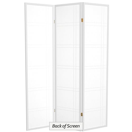 Red Lantern 6 ft. Tall Double Cross Shoji Screen - White - 3 Panels - color: White, size: 3 Panel