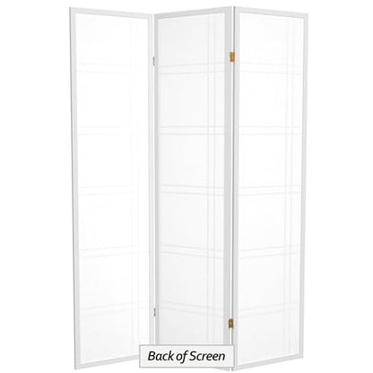 Red Lantern 6 ft. Tall Double Cross Shoji Screen - White - 3 Panels - color: White, size: 3 Panel