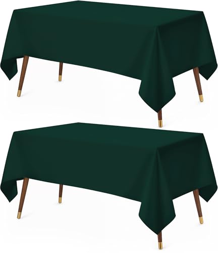 Utopia Kitchen Rectangle Table Cloth 2 Pack(60x102 Inches, Hunter Green), Tablecloth Machine Washable, Polyester Table Cover for Dining, Buffet Parties, Picnics, Events, Weddings and Restaurants - color: Hunter Green, size: 2 Pack 60x102 Inch Tablecloth