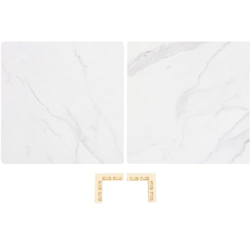 2pcs 40x40cm Mini Photography Backdrop Boards with White Marble PVC Texture for Food and Cosmetics Photo Studio, Reusable Flat Lay Photo Props Backgrounds