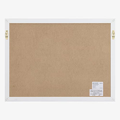 Navaris Framed Fabric Bulletin Board - 18 x 24 inches Plush Jewelry Organizer Pinboard for Wall - Memory Memo Pin Board - Rose with White Frame - color: White / Pink