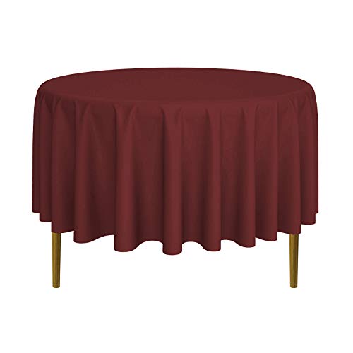 Lann's Linens - 90" Round Premium Tablecloth for Wedding/Banquet/Restaurant - Polyester Fabric Table Cloth - Burgundy - color: Burgundy, size: 90" (Round)